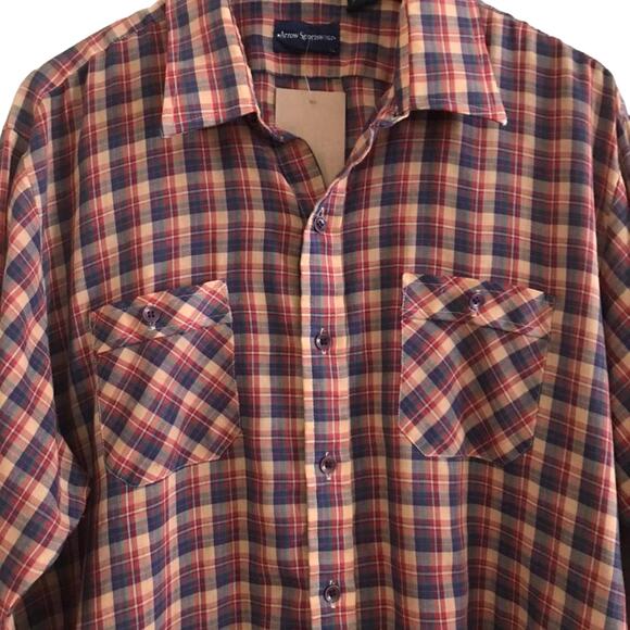 Vintage Arrow Sportswear Mens Plaid Long Sleeve Button Up Size XL - Picture 2 of 4